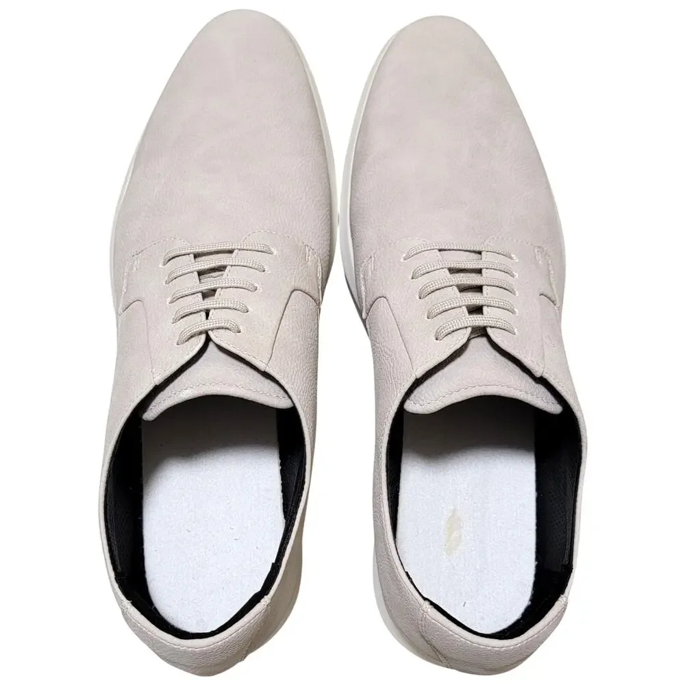 Calvin Klein Men Casual Derby Oxfords Yuzo Size US 13M Light Gray Faux Leather